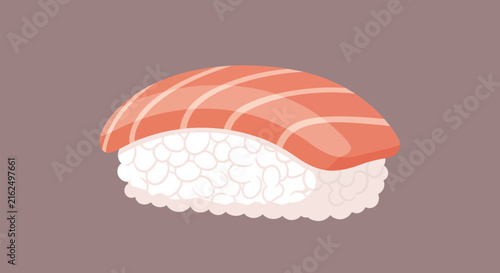 Fresh salmon nigiri sushi piece isolated vector graphic design element