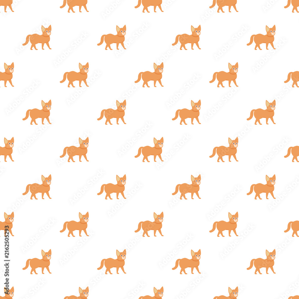 Obraz premium Ginger cat walking across a white background in a repeating uniform pattern