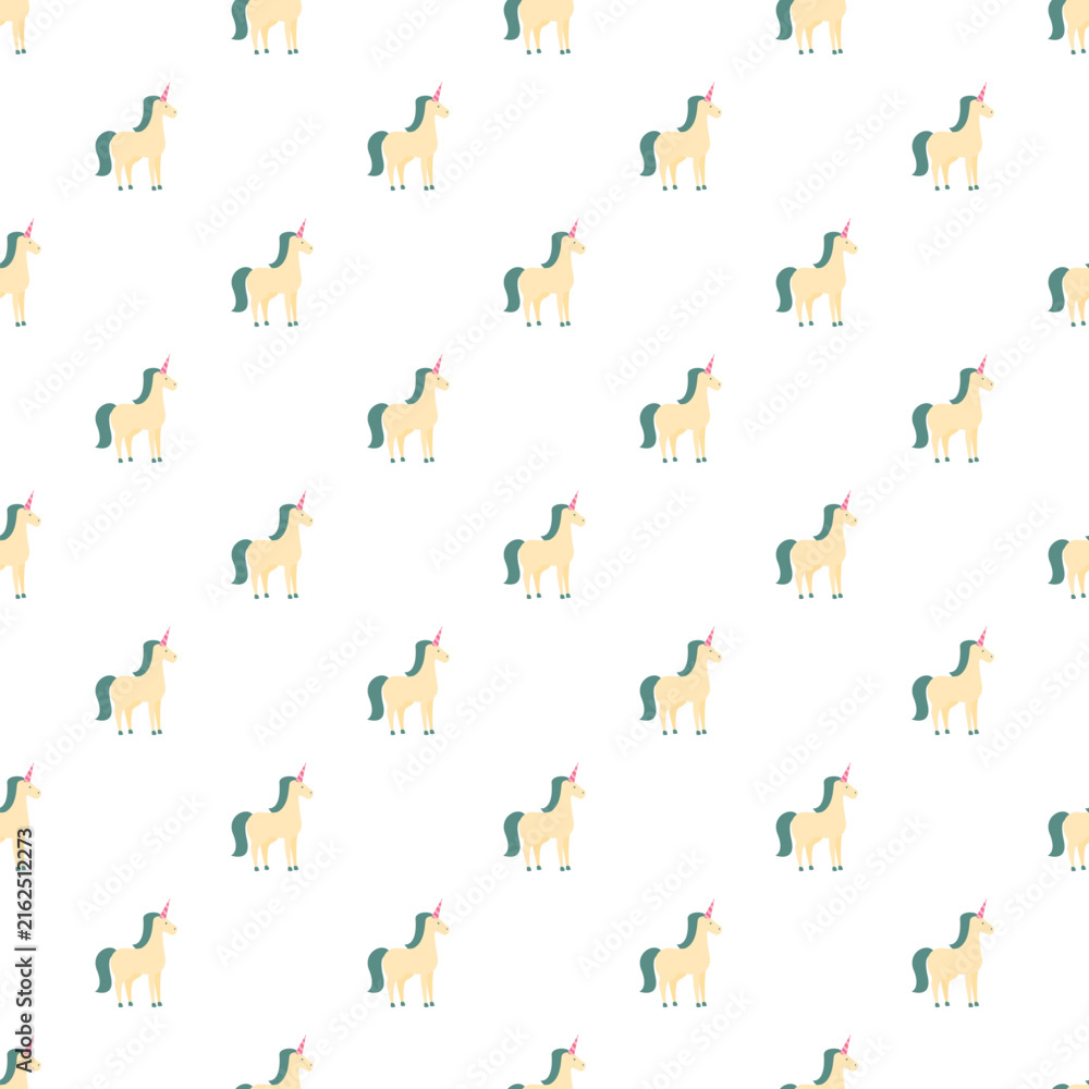 Fototapeta premium Cute unicorns creating a seamless fantasy pattern repeating on a white background