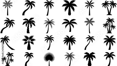 Black Palm Tree Silhouette Collection Set