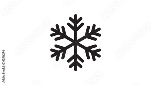Minimalist black snowflake vector illustration featuring clean geometric lines for modern winter seasonal holiday graphic design and creative decorative projects