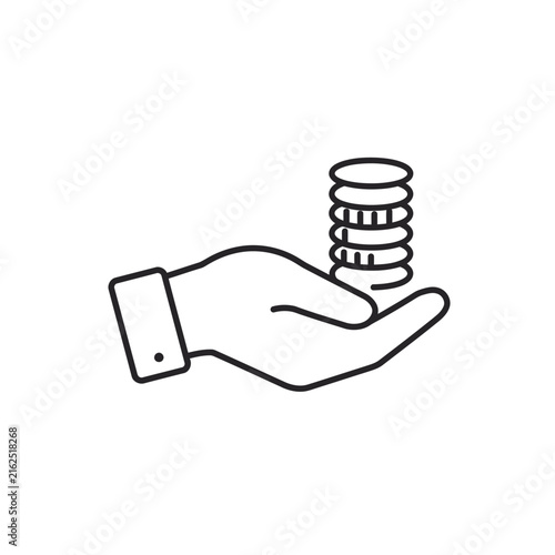 Hand holding coins represents financial support and investment opportunities.