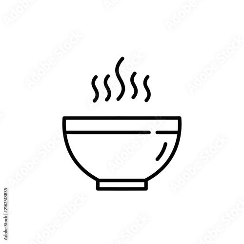 Simple Line Art Illustration of a Steaming Hot Bowl.