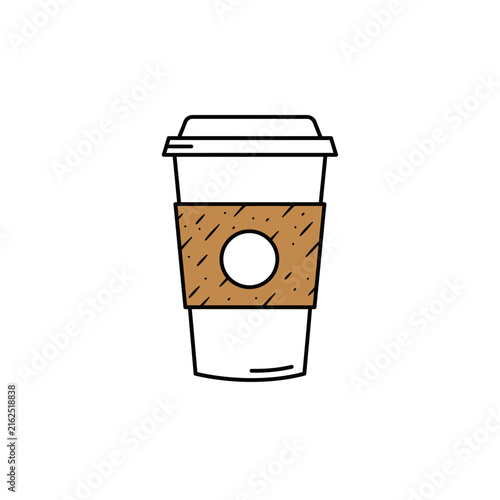 Simple Line Art of a Coffee Cup with Sleeve.