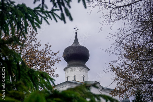 Konstfotografi Orthodox dome seen through the trees