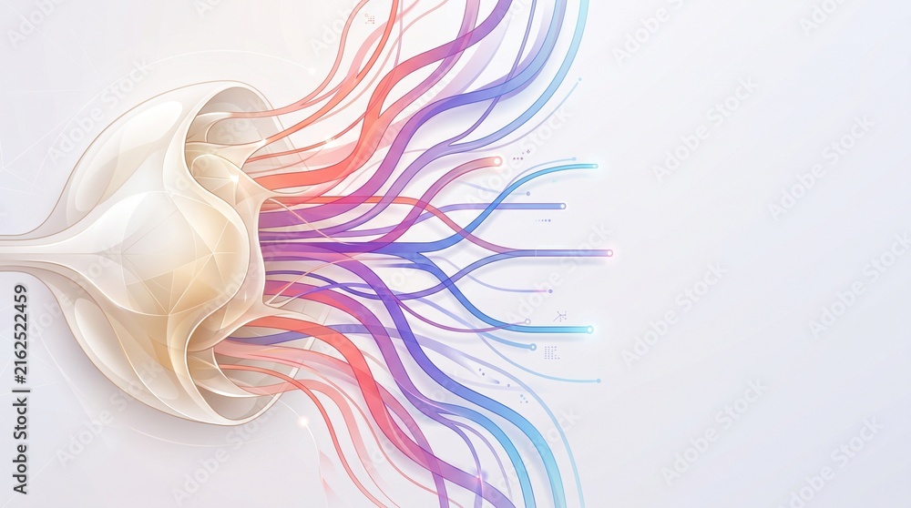 Fototapeta premium Modern abstract digital artwork featuring flowing colorful lines and organic shapes for creative designs
