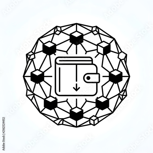 Cryptocurrency Wallet in Blockchain Network Icon - Digital Currency Storage Concept