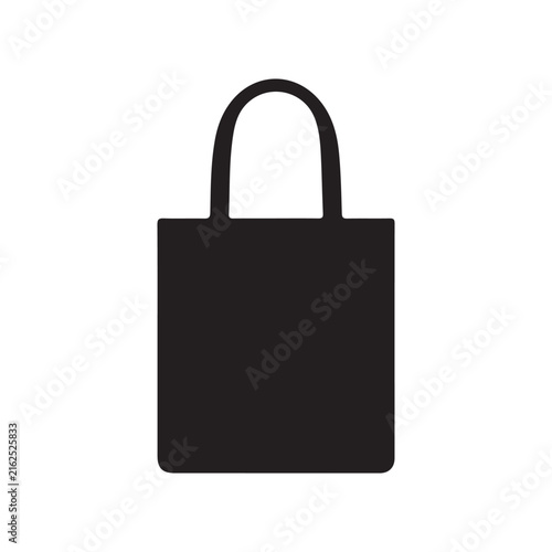 A black and white vector silhouette of a tote bag