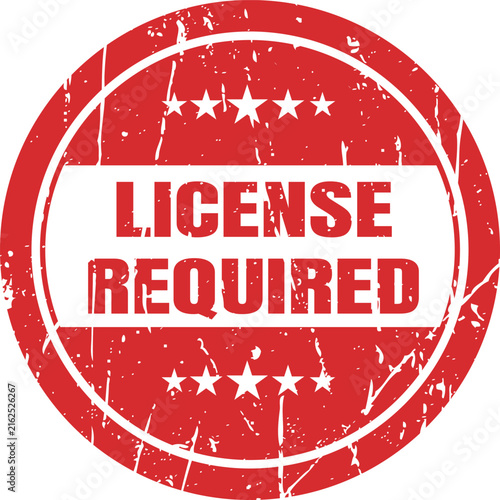 License required red stamp graphic with vintage distress for regulated service permissions.