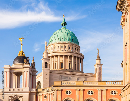 Germany, Potsdam, Potsdam City Palace with St. Nicholas Church in the background