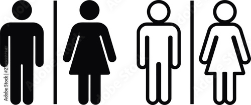 Four silhouetted people in black and white silhouettes simple desi