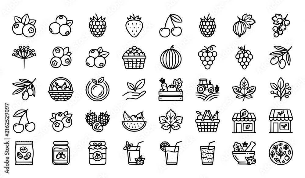 Fototapeta premium Biological Science and Molecular Outline Icons Set with Editable Stroke