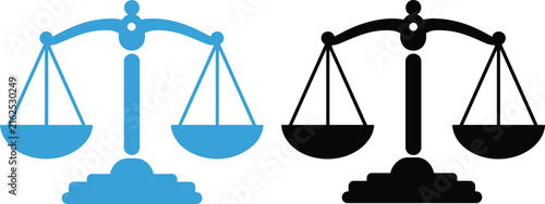 фотографія Weighing Scales Balance Concept in Blue and Black with Clean Background and Copy
