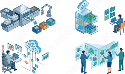 Data processing automation, cloud computing storage, and analytics visualization in modern digital workflowData processing automation, cloud computing storage, and analytics visualization 