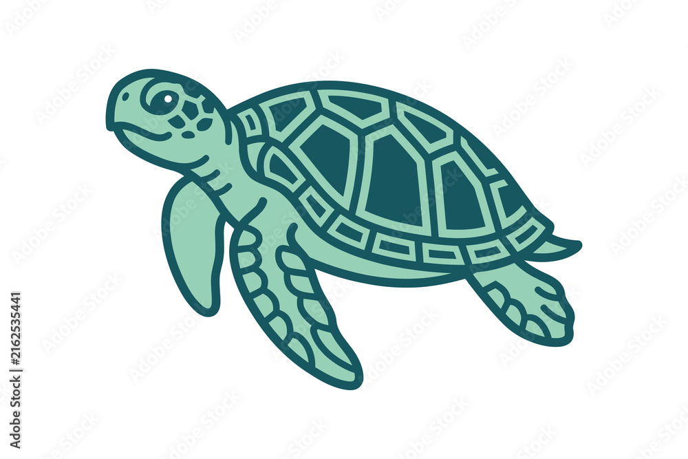 Fototapeta premium Minimal Sea Turtle Vector Illustration