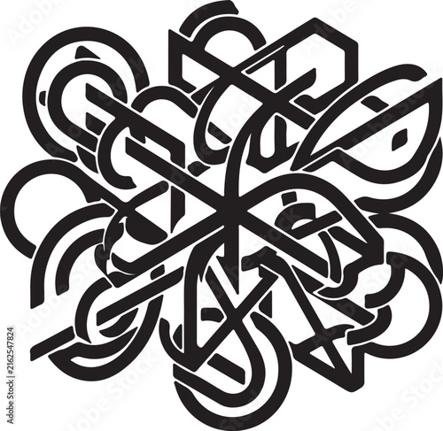 Intricate abstract black knotwork design on white background celtic knot pattern