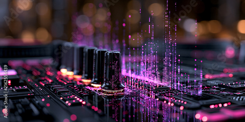 extravagant futuristic music wallpaper design, futuristic neon music background with digital energy, luxurious abstract electronic music wallpaper
