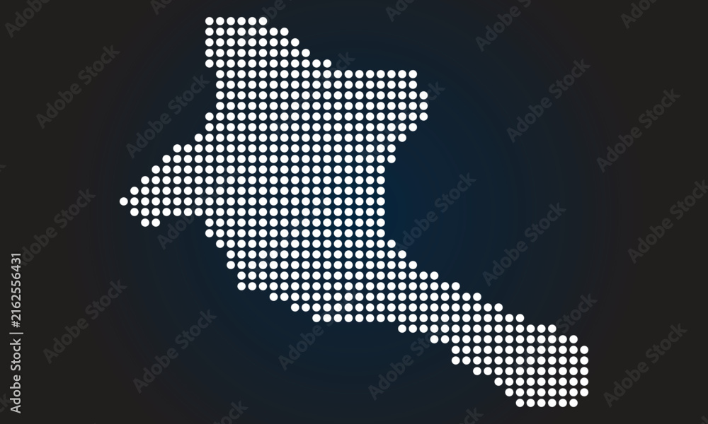 Obraz premium Kiribati dotted map vector design illustration, abstract halftone pattern of the Republic of Kiribati silhouette on dark background