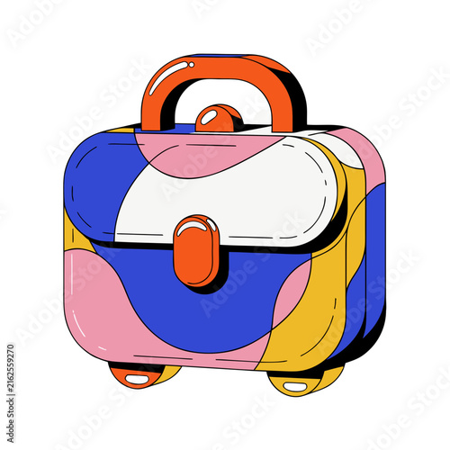 Colorful abstract suitcase or briefcase with modern graphic patterns vector illustration suitcase briefcase colorful abstract illustration accessory business vacation departure transport