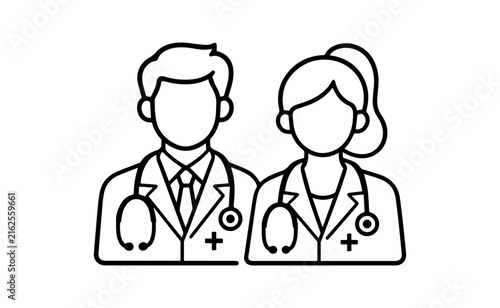 Man and woman doctor avatars icon set isolated on white background