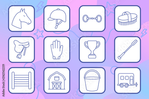 Фотография Equestrian equipment set icon
