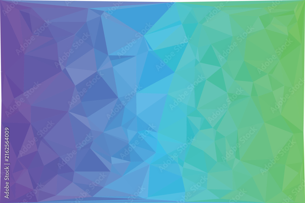 Obraz premium Low poly geometric background, with gradient transition, from purple to, blue and green, isolated on a, white background.eps