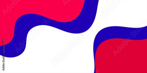 Abstract White Background with Layered Red and Royal Blue Corner Wave Shapes Modern Frame Design