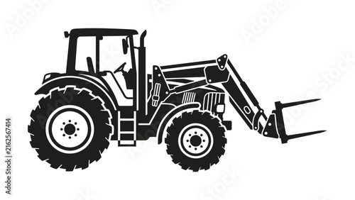 Tractor with Front Loader Vector Illustration