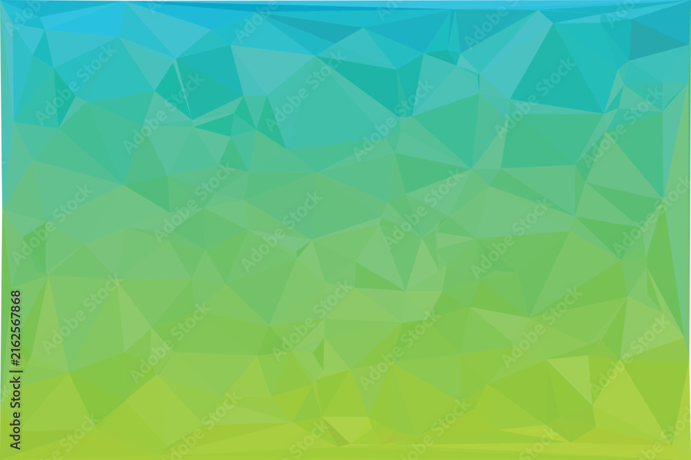 Fototapeta premium Low poly geometric background, with a gradient, transition from bright, lime green to, cyan blue, isolated, on a white background.eps