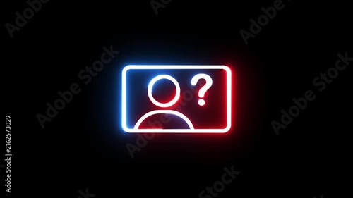 Neon glowing avatar icon with question mark for user account identification digital graphic