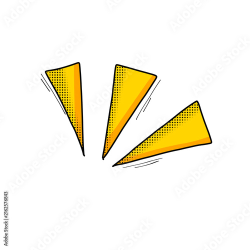 Bold Yellow Exclamation Marks with Halftone Shadow Pop Art Illustration