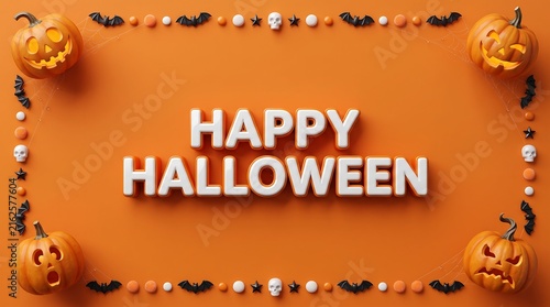 Halloween themed decorative border with pumpkins and text