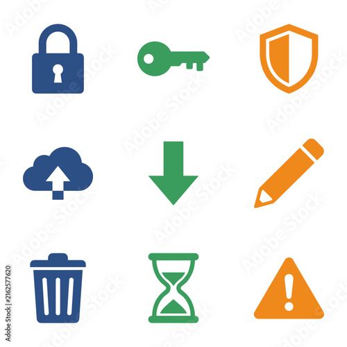 Minimalist business web interface icons set for online security