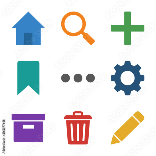 Flat colorful web and mobile user interface icon set