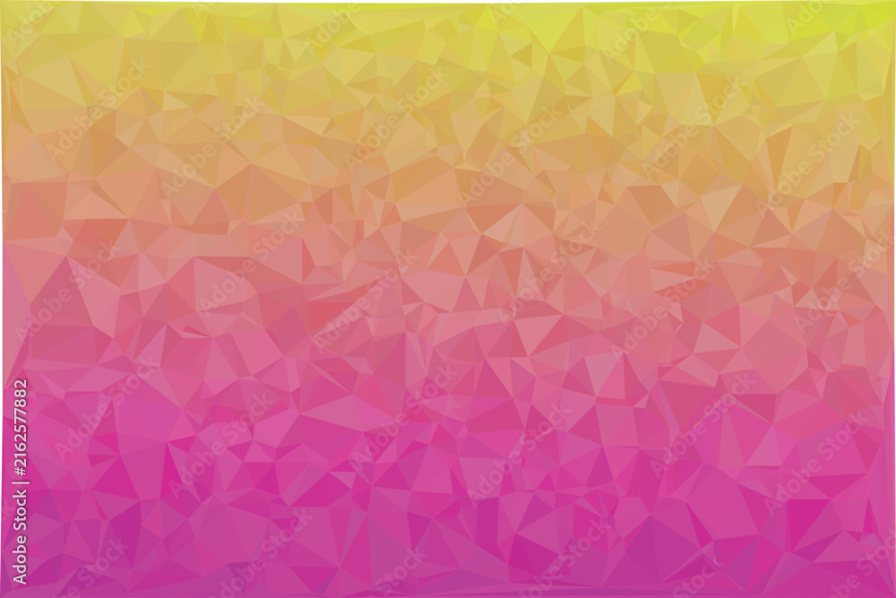 Fototapeta premium Low poly geometric background, with gradient transition, from yellow to, magenta, isolated on, a white background