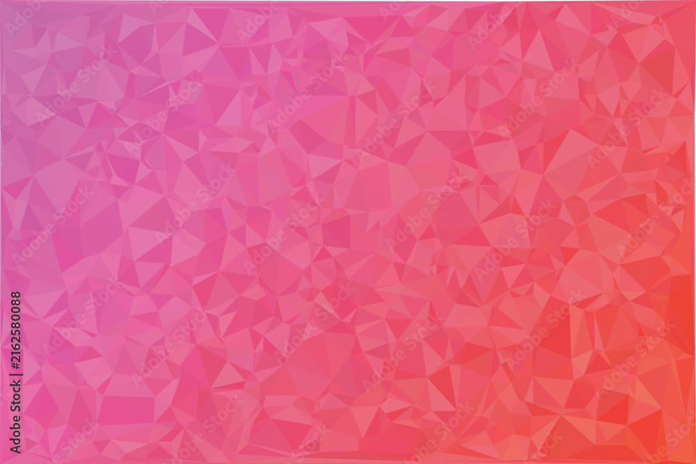 Fototapeta premium Low poly geometric background, with pink and, red gradient triangles, isolated on a, white background polygon