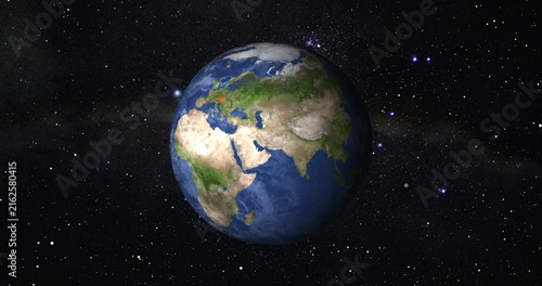 Zoom in to Austria from Earth. Satellite view of the Europe.