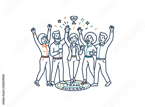 Team Success Business Celebration Vector Illustration