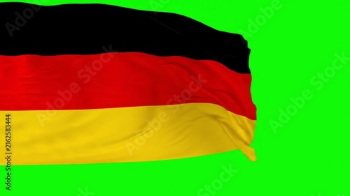 Germany Flag Waving in the Wind on Green Screen Background, German National Flag Chroma Key