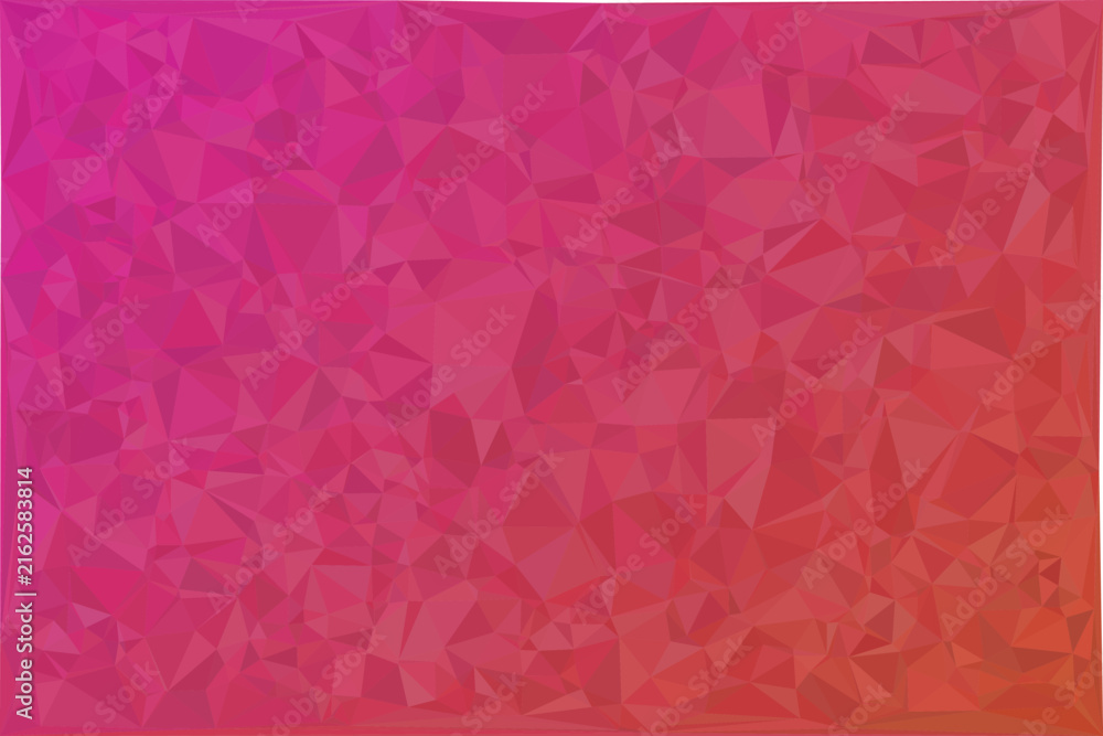 Fototapeta premium Low poly geometric pattern with pink and red gradient, triangular mosaic texture on a transparent background