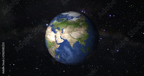 Zoom in to Azerbaijan from Earth. Satellite view of the Asia. 