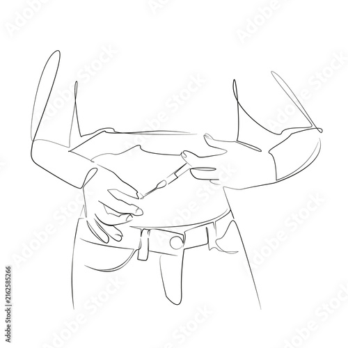 One continuous line drawing on white isolated background. Minimalism linear illustration. patient, stomach, therapy, abdomen, hormone, insulin, medicine, treatment, injection, syringe