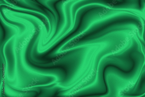 Obraz na płótnie Green Silk Satin Abstract Wave Background with Flowing Fabric Texture, Smooth Cu