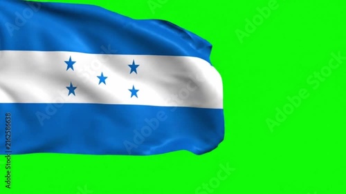 Honduras Flag Waving on Green Screen, Chroma Key Background