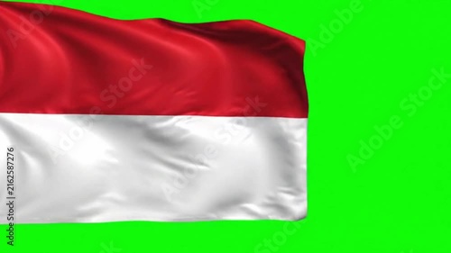 Indonesia Flag Waving on Green Screen, Chroma Key Background