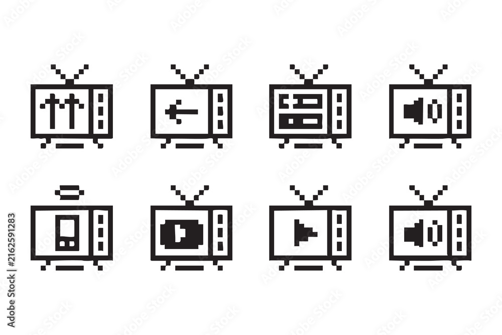 Fototapeta premium Pixelated TV Graphics For Gaming Interfaces Websites Apps And Digital Projects