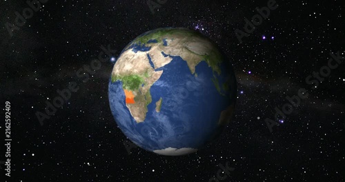 Zoom in to Angola from Earth. Satellite view of the Africa. 
