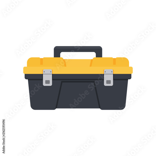 Fotografía Simple flat vector illustration of a yellow and dark gray toolbox with a sturdy