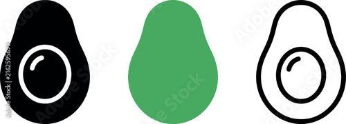 Avocado fruit food icon set with halftone design.