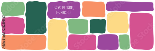 Shape organic wave with frame rectangle wavy and box bubble border. Speech vector text with irregular doodle line and abstract pattern background. Drawn geometric shape with form fun frame.